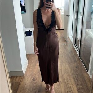 Rumored Brown and Black Maxi Dress
